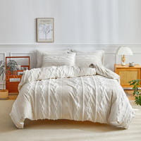 Ensemble de housse de couette 3D plissée et capitonnée, ensemble de literie rayée bohème, literie double US/UK