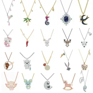 Collar de cristal Swarovski con diamantes, dulce y lindo, con diseño de dibujos animados para mujer, reno, <span class=keywords><strong>Hello</strong></span> Kitty, cadena de clavícula de unicornio - Product Image 1