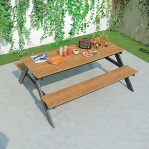 Jogo de tabela de plástico para piquenique, mesa de madeira e cadeira para bancada