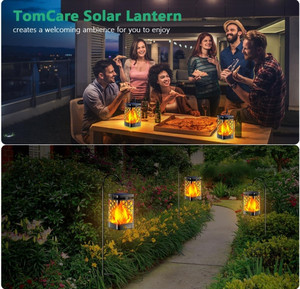 Linternas solares de llama parpadeante para exteriores mejoradas, luces LED decorativas colgantes impermeables de Navidad para Patio, cubierta Solar - Product Image 6