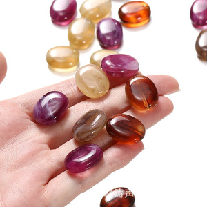 Perles ovales en acrylique imitation pierre pour la fabrication de bracelets, mélange de couleurs aléatoires, vente en gros, perles en vrac, taille 10 mm - Product Image 4