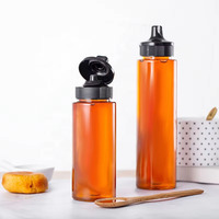 Bouteilles rondes en plastique PET de 250 ml et 360 ml avec bouchon à vis et bec verseur pour sirop, jus, miel et sauces