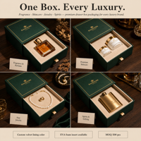 Boîte à tiroir rigide de luxe personnalisée avec estampage à chaud doré et insert en velours pour emballage cadeau de parfum et de bijoux