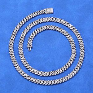 Chaîne cubaine lourde en moissanite VVS de qualité supérieure, certifiée GRA, en argent 925, sertie à la main, plaqué or 18 carats, style hip-hop glacé - Product Image 1