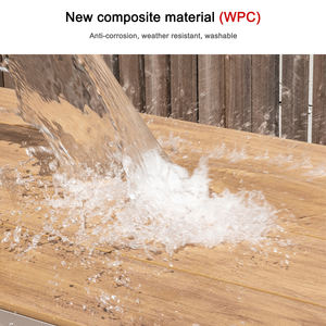 طاولة خشبية بلاستيكية من الخشب والبلاستيك تجارية مشهورة في الهواء الطلق وكرسي بإطار مع مظلة - Product Image 5