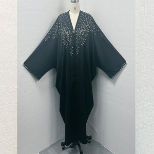 Elegante Ramadán Abaya Kimono-Mujeres Musulmanas <span class=keywords><strong>Jalaba</strong></span> Marroquí Con Cuentas Maxi Vestido Mangas De Murciélago Estilo Kuwaití Ropa De Oración - Product Image 5