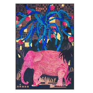 لوحة جدارية خلف الأريكة الحديثة على شكل فيل وردي، لوحة ديكور لغرفة المعيشة مع رمزية الحيوانات، لوحة معلقة - Product Image 3