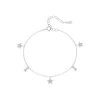 Bijoux uniques en argent véritable 925 avec Zircon Bracelet à breloques en forme d'étoile Bracelet étoile hexagramme pour femme