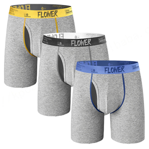 Ropa interior para hombre con logotipo personalizado, Calzoncillos Bóxer, ropa interior cómoda y transpirable de LICRA y algodón elástico para hombre, Open fly - Product Image 3