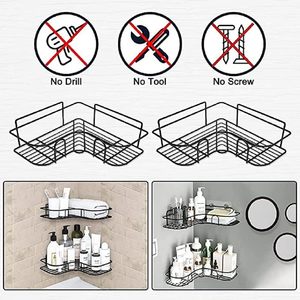 Étagère d'angle murale pour douche et cuisine, support de rangement pour shampoing avec ventouse, accessoires de salle de bain - Product Image 4