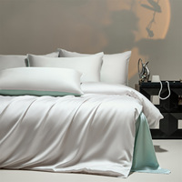 Parure de draps 300TC en satin 100% bambou pur, écologique, rafraîchissante, teinte unie, luxe hôtelier, linge de lit pour hôtels et resorts, OEM ODM toutes saisons