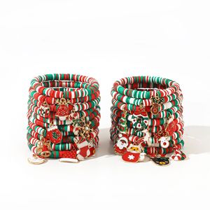 European and American Jewelry Gift Christmas Soft Clay Beaded <b>Bracelets</b> White <b>Red</b> Green Beaded Santa Claus Gift Charm <b>Bracelets</b> - Product Image 5