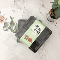 266 Huayi Fabrik Einweg-Kunststoff-PET Weiß-Schwarzer Behälter mit Deckel Quadratische Kuchen- und Dessertbox mit 4 Fächern Verpackungsbox