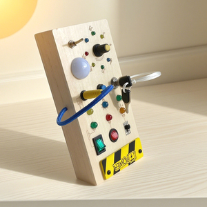 Juguetes de tablero ocupado Montessori, interruptor de luz Led Diy, tablero ocupado de madera, juguetes prácticos, educación temprana para niños y niñas pequeñas - Product Image 5
