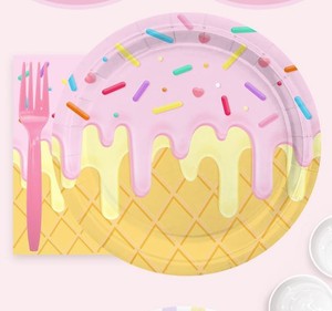 OEM 7 pulgadas CMYK Feliz cumpleaños platos de papel directo de fábrica desechables decoraciones para fiestas estilo moderno helado diseño redondo - Product Image 3