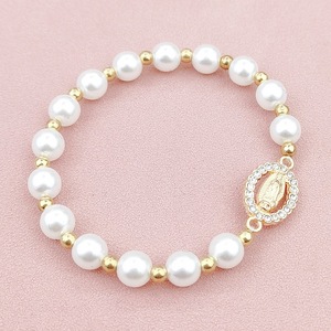 KOMI Miraculeuse Vierge Marie Médaille Charme Bracelets Cadeaux pour Femme Élastique Stretch Perle Perlé Bracelets pour Fille Dainty Bijoux - Product Image 5
