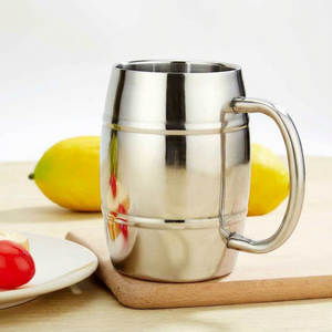 Chope à bière en acier inoxydable avec poignée, isolation thermique, design classique pour les fêtes et la maison - Product Image 1