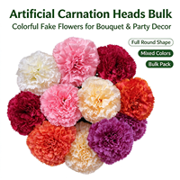 Têtes de fleurs d'œillet en soie artificielle, pétales floraux faits à la main pour la décoration de mariages, de la fête des mères et d'événements