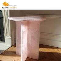 Meubles décoratifs d'intérieur élégants et mignons Table en marbre rose Table basse ronde pour appartement et maison