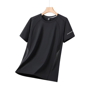 Camiseta Deportiva Casual para <span class=keywords><strong>Hombre</strong></span> 2025, de Secado Rápido, Transpirable, de Seda Helada, para Entrenamiento Físico, con Mangas Cortas para Verano - Product Image 5
