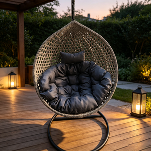 Wholesale Custom Outdoor Furniture Living Room Metal Egg Swing Chair with Quick-Dry Cushion for Patio <strong>Hanging</strong> Balcony <strong>Garden</strong> - Product Image 2