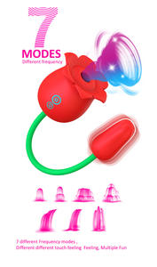 사용자 정의 로고 2-in-1 전기 미니 진동기 로즈 사프란 USB 마그네틱 충전기 AV 지팡이 기능이있는 더블 로즈 섹스 토이 - Product Image 6