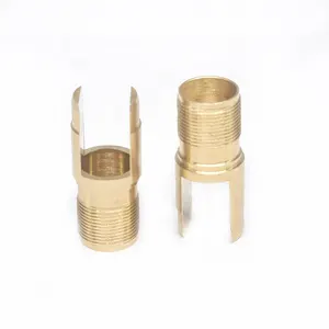 Conector de latón CNC personalizado de alta calidad, piezas de sujeción chapadas en oro con proceso de grabado/mecanizado químico