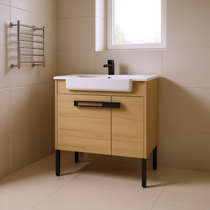 Freestanding Bathroom Vanity 36 Inch Imitative Oak Finish White Ceramic Sink Soft Close Doors Modern Design - Product Image 2
