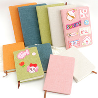 Carnet en toile DIY avec autocollants en tissu imprimés et brodés, carnet de notes pour étudiant, carnet épais à feuilles mobiles