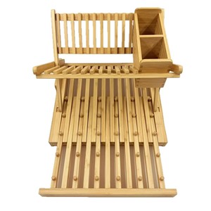 Bamboo Drain <b>Rack</b> Kitchen <b>Dish</b> Drying Storage <b>Rack</b> Quick Dry Square Shape - Product Image 1