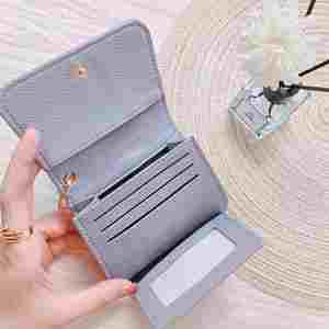 2025 Pu Pebble Leather Trifold <b>Wallet</b> With Coin Pocket Embroidery Logo Bi-Fold Luxury <b>Wallets</b> for Women - Product Image 3