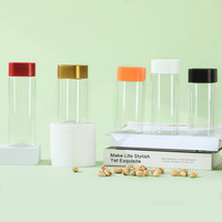 Pot en plastique transparent carré de qualité alimentaire avec couvercle, boîte de conservation scellée pour fleurs, thé, noix, collations, biscuits