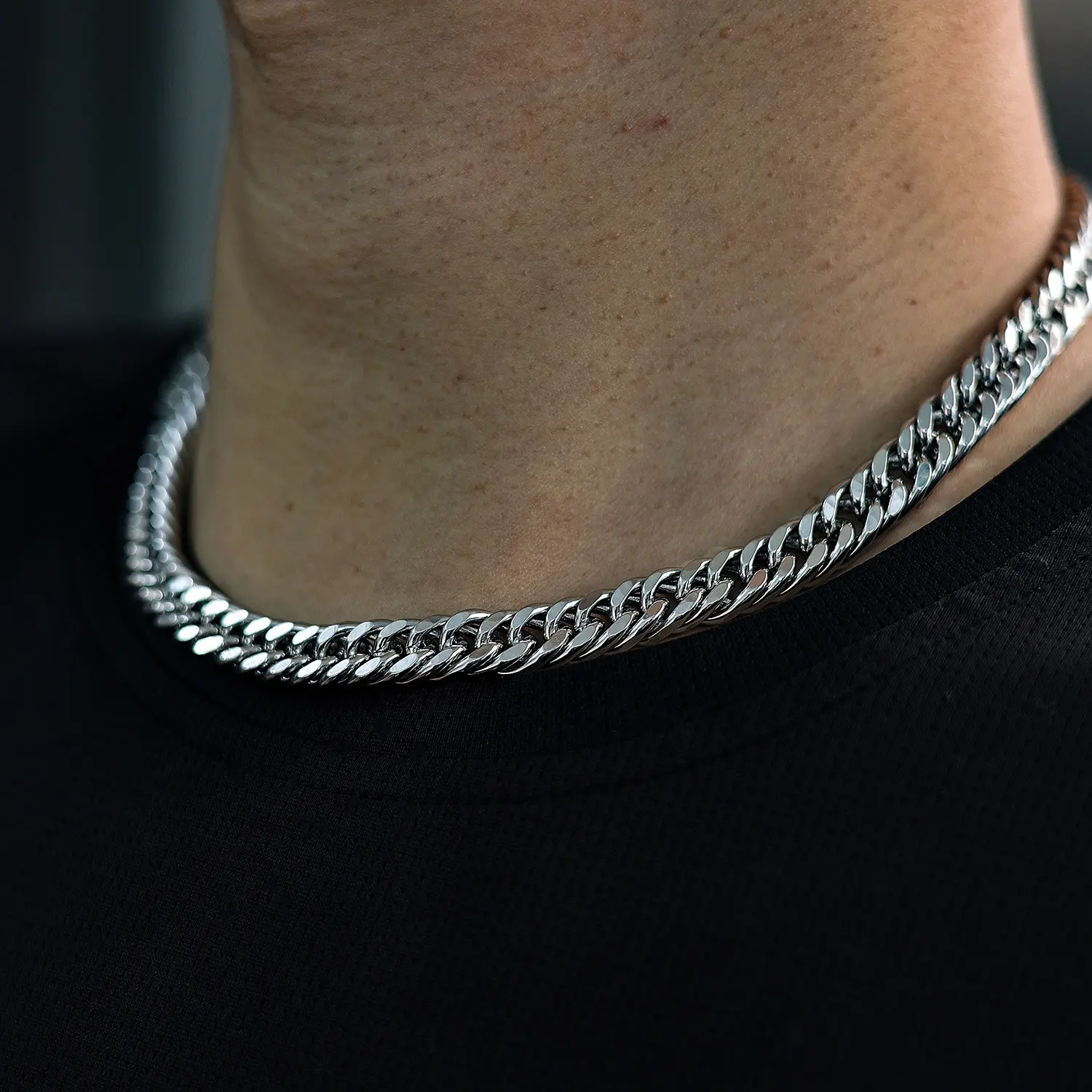 Colar de corrente para homens e mulheres, colar personalizado com logotipo de 3mm 5mm 7mm 9mm, corrente de corda de aço inoxidável, prata, para homens e mulheres