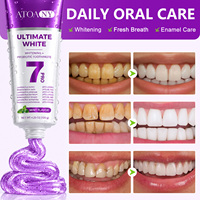 Dentifrice blanchissant violet ATOANY avec 7 probiotiques, nettoyage en profondeur, haleine fraîche, élimine les taches jaunes, sans danger pour l'émail, soin buccal quotidien