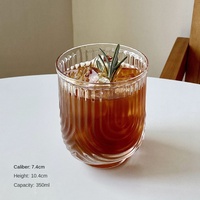 Ensemble de verres à boire en verre côtelé esthétique style origami, verre à café glacé vintage en forme de U, verre highball moderne pour latte et thé, 400 ml