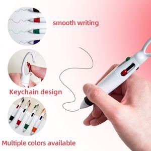 Bolígrafos Personalizados con Mosquetón de Plástico, 4 en 1, Retráctiles, Punta de 1.0 mm, Grabado Láser, Hebilla Multicolor - Product Image 3