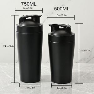 Custom logo 17oz 25oz Sports Metal Protein Shaker Cup <b>Double</b> <b>Wall</b> Ice Insulated Stainless Steel Shaker Bottle Gym - Product Image 2