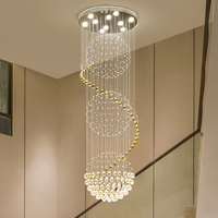Grand Lustre Suspendu en Cristal Acier Inoxydable, Lumières Suspendues Dorées Modernes de Luxe pour Salon Maison et Escalier