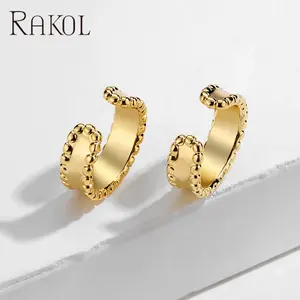 RAKOL EP2760 2022 New Arrivals Minimalist Fashion Gold Plated Hoop Earrings Good Designer Europe And America Earrings Women