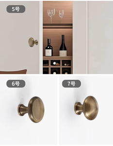 Contemporary 30mm Solid Brass Cabinet <b>Knobs</b> Antique Gold <b>Furniture</b> <b>Handles</b> for Kitchen Dresser Wardrobe Bedroom Drawer Pulls - Product Image 2