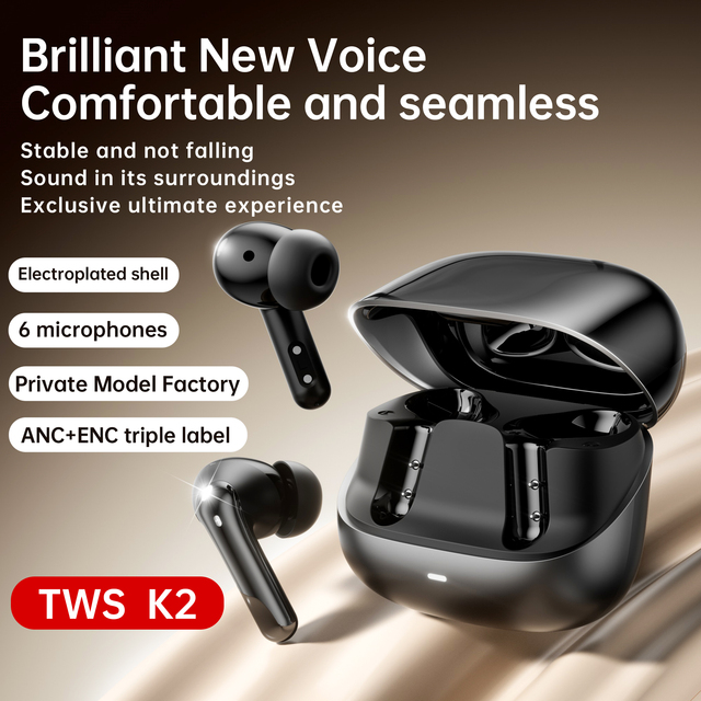 ANC+ENC TWS K2 Wireless Earbuds 26H Battery Life Bluetooth 5.3 In-Ear Earphones with Touch Control