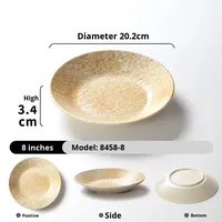 Assiette en mélamine épaisse dorée émaillée de conception minimaliste ronde pour restaurant de fondue et buffet