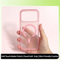 Coque magnétique anti-jaunissement pour iPhone 17 Pro Max, coque rigide en acrylique effet peau avec coussin d'air invisible antichoc transparent