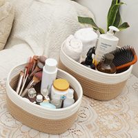 Ensemble de 5 paniers de rangement en coton, paniers tissés, paniers de rangement, panier tressé pour salle de bain, chambre d'enfant, table à langer