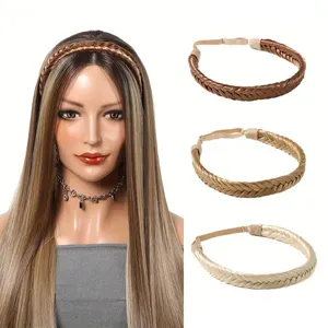 Sintético Trançado Headband Fofo Cabelo Elástico Headband Trançado Peruca De Cabelo Para Peruca Feminina Cabelo Natural