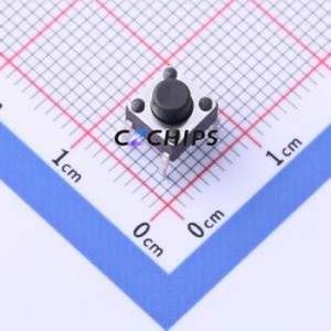 YTS-D004-2D Tactile Switch Through hole Component (THT),6x6mm Switch Single Pole Single Throw Round Button 2.5N Through Hole - Product Image 1