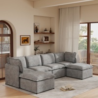 Canapé modulaire VOXHOME au design italien minimaliste, tissu imitation lin avec structure en fer, meubles de salon