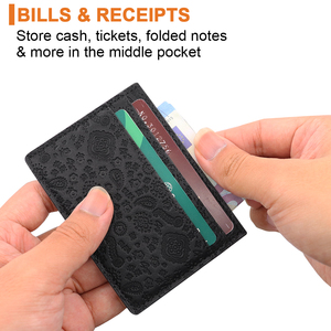 Nueva cartera minimalista delgada de cuero para hombres y mujeres RFID bloqueo bolsillo frontal fino tarjetero elegante fábrica de carteras - Product Image 4