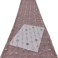 Tissu de dentelle perlée en polyester extensible de luxe, 100 % polyester, avec sequins brodés, style uni, tissu de mariée pour accessoires