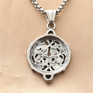 Double <b>Headed</b> Dragon Pendant Stainless Steel Necklace Men's Retro Hollow Animal Design Geometric <b>Style</b> 190195 - Product Image 2
